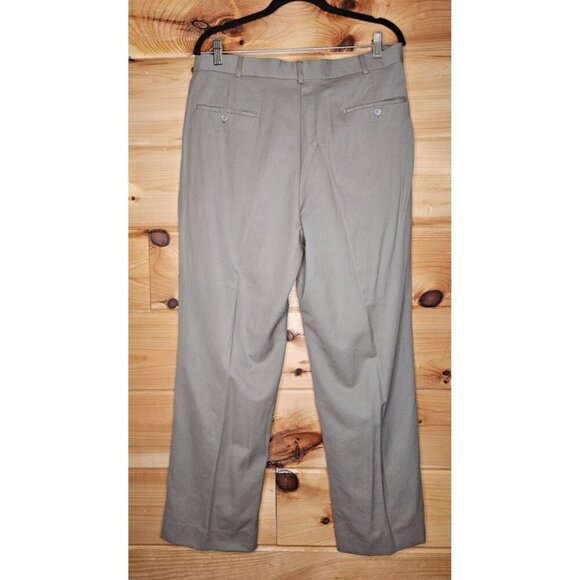 Kenneth Cole Reaction Men's Pants 34/Short Pleated Front Tan Beige 100% Wool - Picture 11 of 13